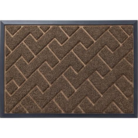 Tapis d'entrée – Convient à une utilisation intérieure et extérieure – Antidérapant, absorbant et facile à nettoyer – Idéal pour les chambres, les cuisines et les couloirs – 43,3 x 75 cm – Marron (1/5)