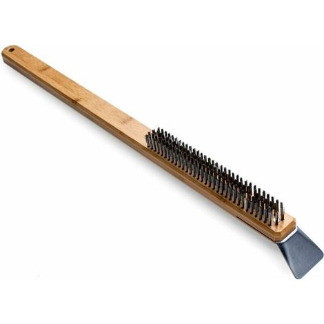 RHG Brosse Metallique et racloir 2 en 1 pour Four a Pizza : Brosse de Nettoyage pour Pierre a Pizza et Grille Barbecue