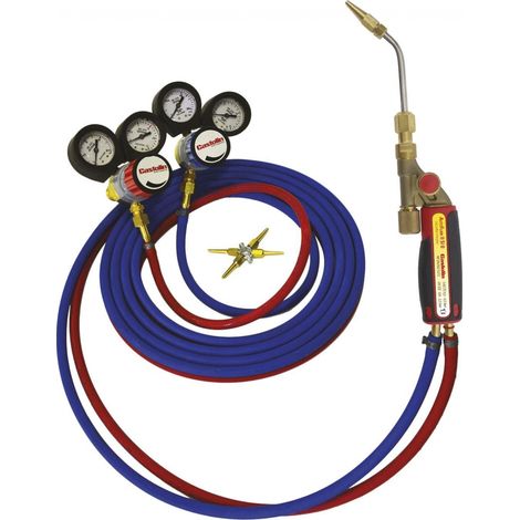 Castolin – Kit de soudage et découpe à flamme – Chalumeau Autoflam II SI avec 5 becs – Raccords de sécurité et détendeurs inclus – Pour plomberie et chauffage