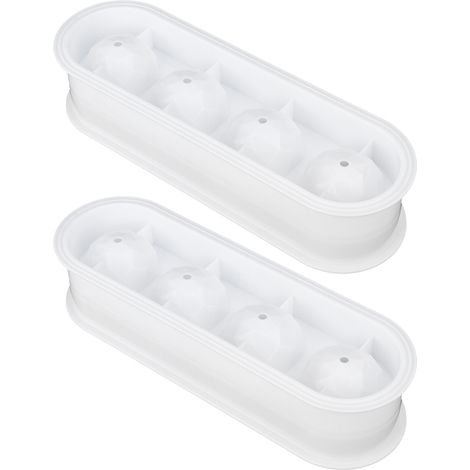 2 bacs à glaçons de qualité alimentaire à 4 compartiments, idéaux pour les boules de glace à whisky et les bars à domicile. (1/5)