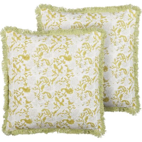 Dekokissen 2er Set FILIX Baumwolle 45 x 45 cm Grün Blumenmuster