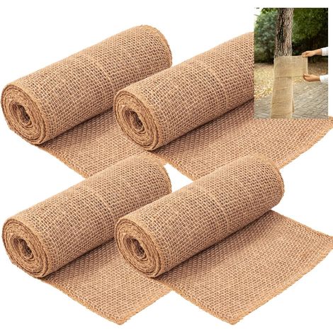 JSSEVN - Lot de 4 Rouleaux de Papier en Toile de Jute Naturelle pour protéger Les Arbres de Jardin - 300 x 25 cm - pour Garder Les Plantes au Chaud (1/5)