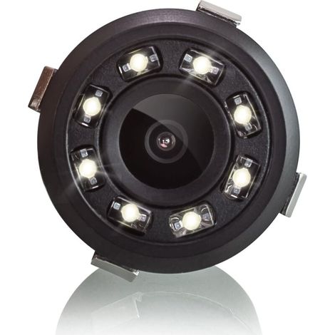 18.5 mm integrated rear camera,Mini reversing camera with 8 LED lights + Convenient and reliable, ideal for parking your car + Viewing angle: 170° + RCA Connection + Water resistant + DC 12V