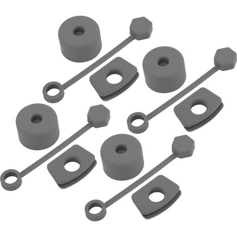 Set mit 4 auslaufsicheren Silikon-Becherverschlüssen, bestehend aus einem Strohhalmverschluss, einem quadratischen auslaufsicheren Verschluss, einem runden Deckel und einer Kappe, grau. (1/5)