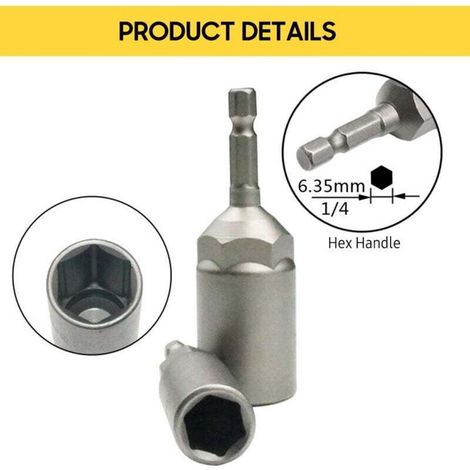 15 Pièces Douille Visseuse a Choc 5.5-19mm Douille Hexagonale Profondeur D'usinage 34mm pour Visseus Électrique Tournevis Manchon Clé (1/3)