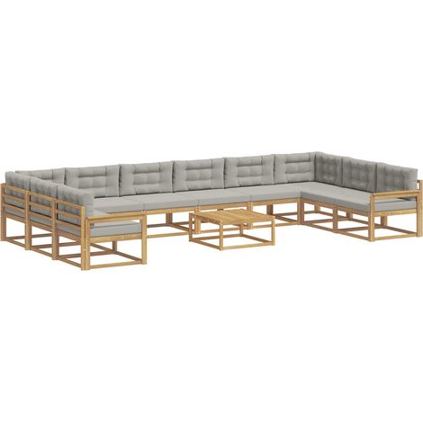 Set di divani da esterno 11 pz Bianco e Grigio Chiaro vidaXL (1/5)