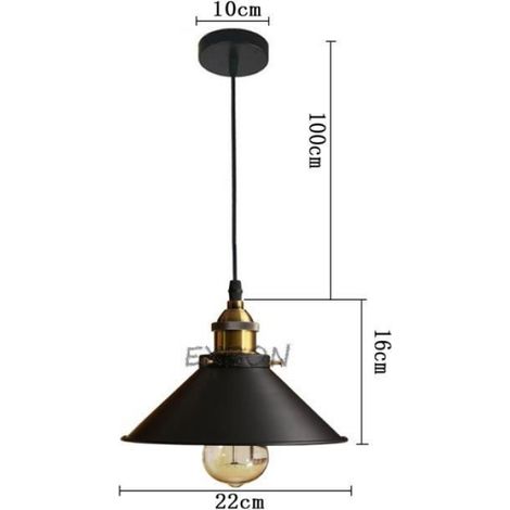 Suspension - E27 - Noir - 100 cm - 22 x 16 cm - 2 Pièces (1/4)