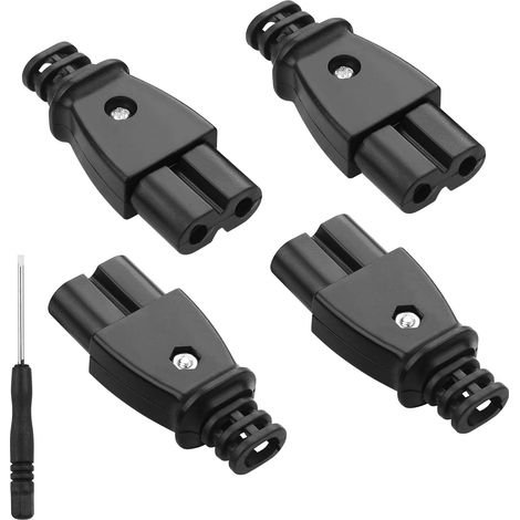 IEC320 C7 Prise d'alimentation, AC 250V C7 Prise d'alimentation de Remplacement pour rallonges, Lampes, Petits appareils électroménagers, etc(4-Pack) (1/5)