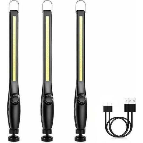 LED-Arbeitsleuchte für Mechaniker, Werkstatt-/Baustellenleuchte, wiederaufladbare magnetische Garagenleuchte, leistungsstarke tragbare wiederaufladbare LED-Arbeitsleuchte [3 Stück] [Energieeffizienzkl