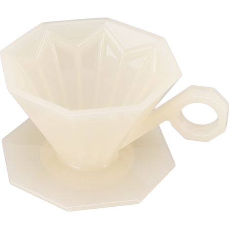 Filtre à café conique octogonal réutilisable en résine, sans papier, avec poignée, pour cafetière à filtre V60, beige (1/5)