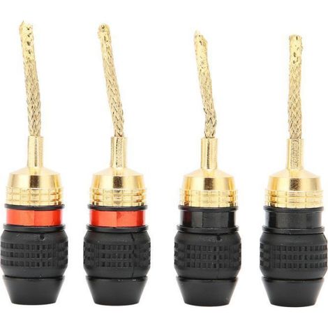 Fiches bananes - BA1465 - Laiton plaqué or - 4 pièces - Connecteur à vis - HiFi (1/5)