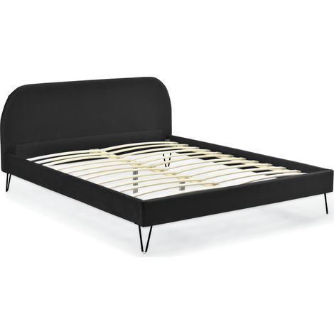Letto in velluto nero 160 x 200 cm PHOENIX