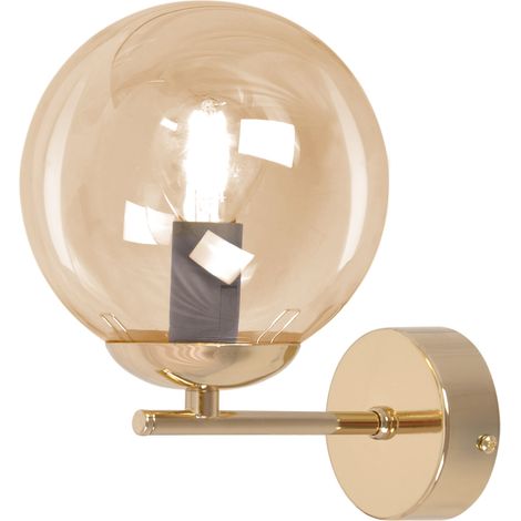 Applique loft ottone vetro ambra sfera 1xE14 GRAND Kaja (1/5)