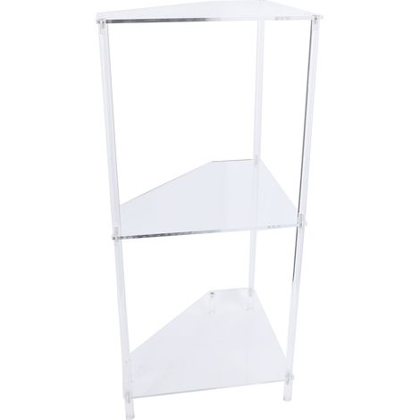 Petite table d'angle triangulaire en acrylique 3 niveaux table d'appoint résistante à l'eau rangement salle de bain (1/5)
