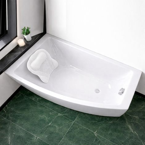 ECOLAM Badewanne HELA 150x90 cm links  + Acrylschürze + Kopfstütze Mare Eckbadewanne Acrylwanne (1/5)