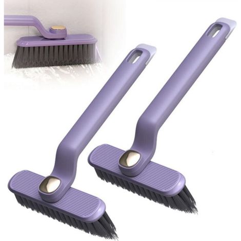 Set of 2 multi-functional rotating cleaning brushes, 360-degree rotation, no blind spots, for kitchen and bathroom (purple)