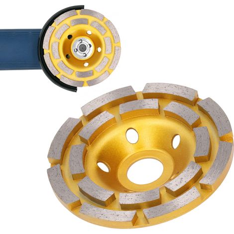 Die 4-Zoll-Doppelreihen-Diamantschleifscheiben eignen sich zum Schleifen von Beton, Mauerwerk und Granit. (1/5)