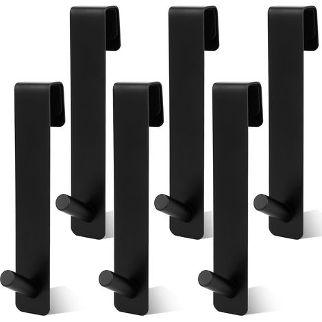 6 Pcs Crochet Douche, Crochet Porte Serviette Salle de Bain sans Percage en Acier inoxydable, Crochets de Douche Accroche Serviette Salle de Bain Porte de Bains épaisseurs de Verre ≤ 10 mm (Noir) (1/5)