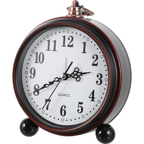 Réveil Rétro Style Européen Silencieux Horloge de Chevet Champêtre Étanche Chiffres Arabes Décoration Bureau et Chambre Réveil sans Pile pour Nuits Calmes (1/5)