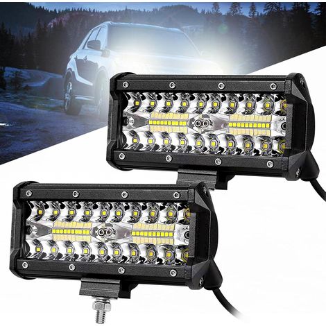 120 W LED-Arbeitsleuchte (2 Stück) – Lichtleiste mit großer Reichweite, IP67 – zusätzliche Lichtleiste für Motorräder, Autos, LKWs, Traktoren und Allradfahrzeuge