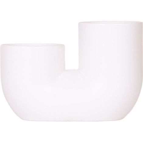 Cache-pot Duo Tube en Céramique Blanche pour 2 Plantes de 9 cm Idéal Orchidée et Succulente - PANGIVO (1/2)