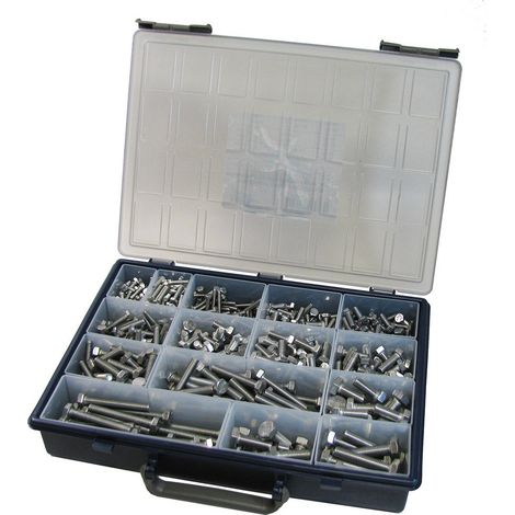 Assortiment de 570 Vis métaux Tête hexagonale TH Filetage total Inox A2-1 pièce (1/4)