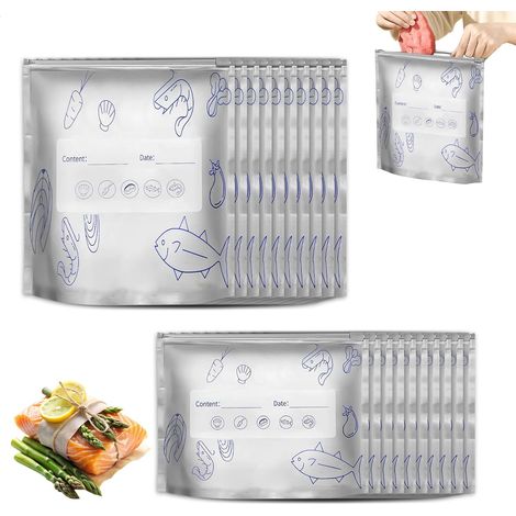 20 x Zip Freezer Bags, Freezer Bags with Zip for Travel, Reusable Aluminium Foil, Ziplock Sandwich Bag, Freezer Bags with Zip for Travel – Medium/Large (1/5)