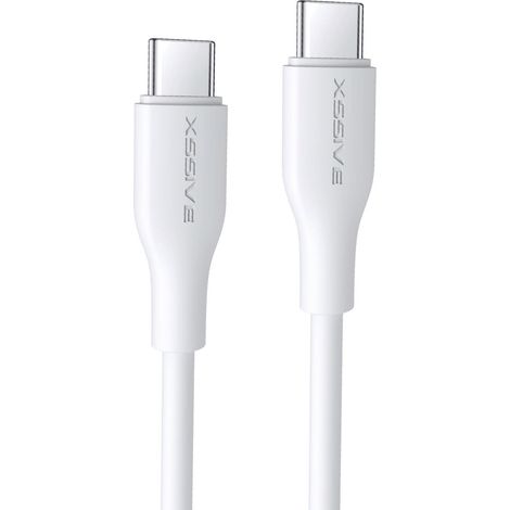 COFI 65W 1 Meter USB-C zu USB-C Datenkabel 2.4A Schnell-Ladekabel Lade- und Synchronisationskabel weiß (1/2)