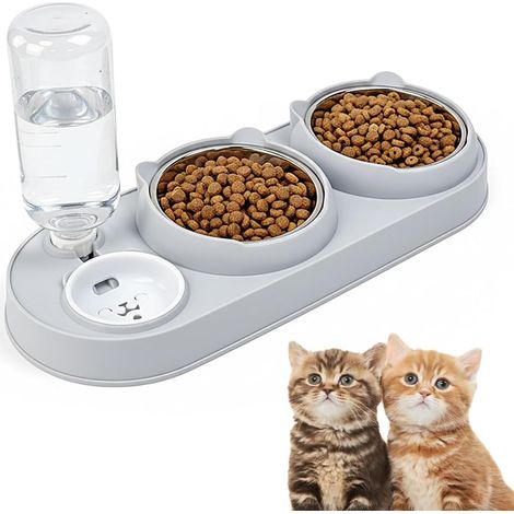 Comedero 3 en 1 para gatos - Estación de alimentación para gatos - Aumento de temperatura de 15 °C - Con dispensador automático de agua - Para perros pequeños y mascotas (1/5)