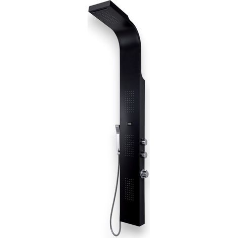 Pannello doccia multifunzione in acciaio inox nero h166 cm con getto a cascata e miscelatore termostatico Spa 01 (1/3)