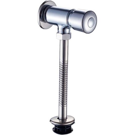 Dual Flush Valve for Durable Zinc Alloy Exposed Toilets Manual Flush Pressing Tool Polished Chrome for Home Hotel Bathroom (G1/ (1/5)