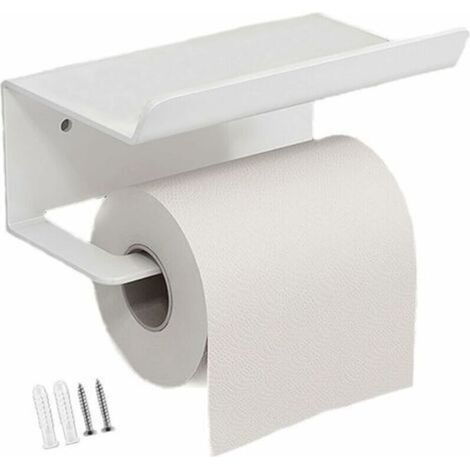 Porte Papier Toilette, Porte-serviettes en acier inoxydable pour téléphone portable, Support Papier Toilettes avec Tablette pour Salle de Bain et Cuisine (1/4)