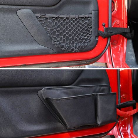 Car storage bags suitable for Jeep Wrangler JK front door storage boxes and cup holders made of Oxford cloth. (1/4)