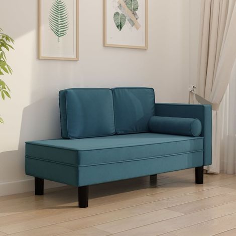 Chaise Longue en Velours. Bleu : Divan, Canapé et Lit Confortable (1/5)