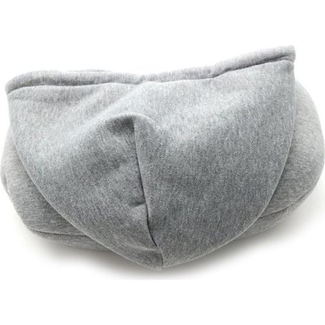 Oreiller Cervical de U avec Capuche, Mousse à Mémoire 28x30x9 Cm, Velours Doux, du Bruit, Bureau Avion Train, Soutien Nuque et Tête Complet (1/5)