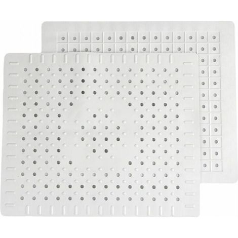 White set of two sturdy, non-slip rubber sink mats, easy to clean and cut to size. YMYNY