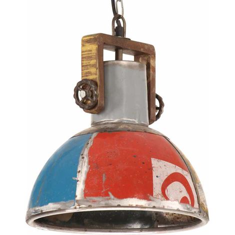 vidaXL Lampe suspendue industrielle 25 W Multicolore Ronde 30 cm E27 (1/5)