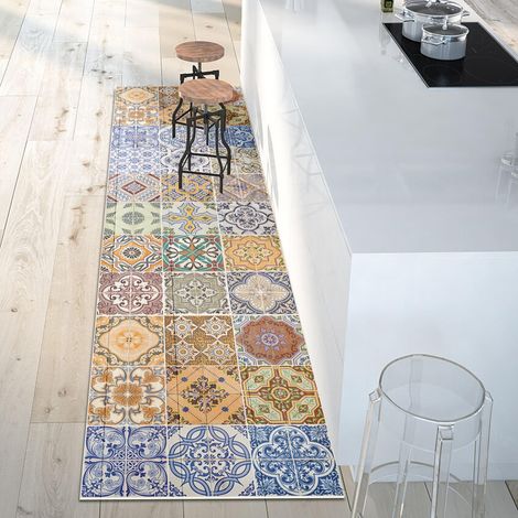 Tapis de Cuisine antidérapant Spring Tile Carpet 50x240 Tapis de Protection de Sol en Vinyle 100% fabriqué en Italie, avec Encre Non Toxique, Ignifuge et résistant à l'eau (1/5)