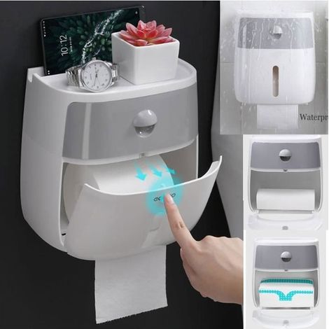 1 Toilettenpapier- und Handtuchhalter, Doppelablage, wasserdicht, modernes Wandmontage-Design für Badezimmer (1/5)