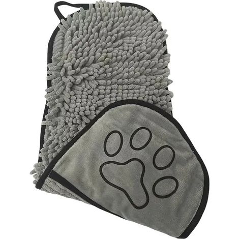 Serviette absorbante pour animaux grande taille à séchage rapide pour le bain et le toilettage des chiens gris (1/5)