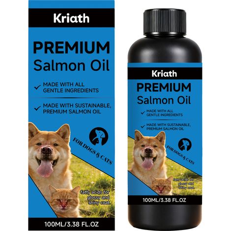 L'huile de saumon pour animaux de compagnie prend soin du pelage de votre chien en douceur, le laissant lisse et brillant – huile de toilettage quotidienne – 100 ml (1/5)