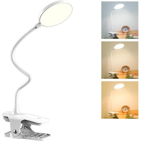 Lampe de bureau LED sans fil rechargeable, 3 couleurs et 3 intensités réglables, lampe de chevet tactile USB. (1/5)