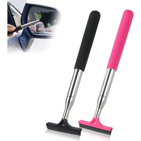 Einziehbarer Abzieher, professioneller Scheibenwischer für kompakte, tragbare Scheibenwischer, vielseitig einsetzbar für Badezimmer, Dusche, Spiegel und Auto, praktisches Autopflegewerkzeug (Schwarz) (1/5)