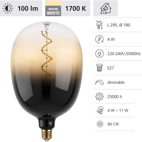 Eglo LED Leuchtmittel Oval E27 4W schwarz-braun Leuchtmittel (1/4)