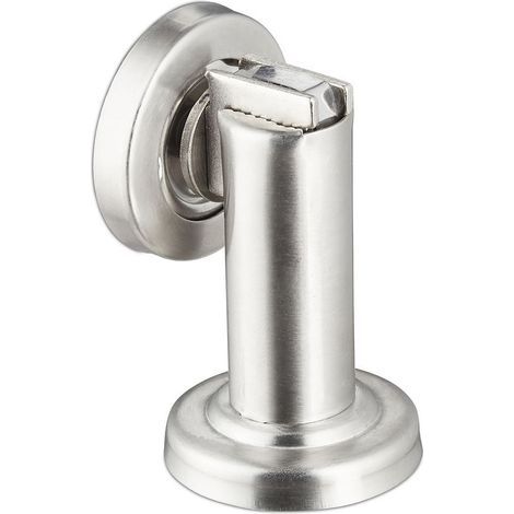 Tope magnético para puerta, cuña magnética para puerta, acero inoxidable, montaje en suelo o pared, color plata. (1/5)