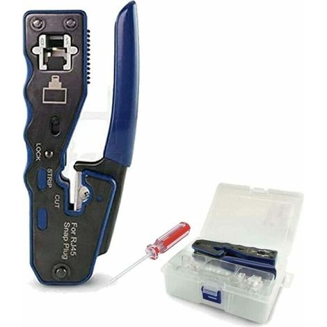 Professionelles RJ45-Ethernet-LAN-Crimpwerkzeug aus Stahl mit Pass-Through-Technologie. Geeignet für CAT.5e-, CAT.6- und CAT.7-Stecker. FLITI