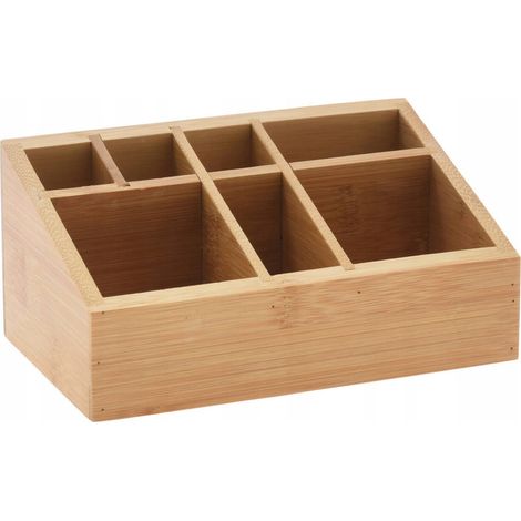 Organizzatore per cosmetici in bambù naturale con scomparti, 17 cm, 1 pz.