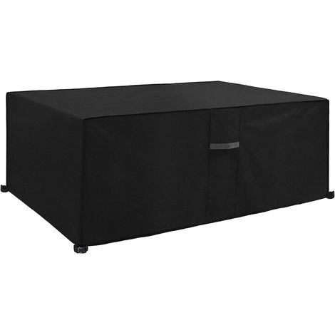 Kaelt - Housse Salon de Jardin avec Grilles D’aération, Robuste Tissu Oxford 210D, Iimperméable, Coupe-Vent, Anti-UV, Housse de Protection pour Table Extérieur, Rectangulaire (170x94x71cm) - Noir (1/5)