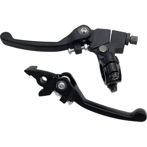 Dailygoods，Maneta de embrague y freno plegable de aluminio，Negra，Apta para manillares de 22 mm，Para 110 cc，125 cc y 140 cc (1/5)