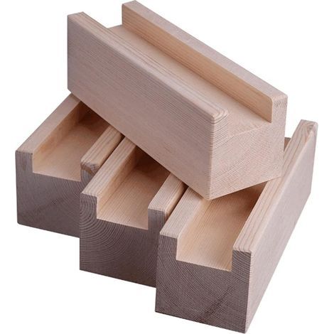 Ensemble de 4 rehausseurs de meubles en bois, pour table, bureau ou lit. Hauteur maximale : 10 x 1,5 x 5 cm. (1/5)